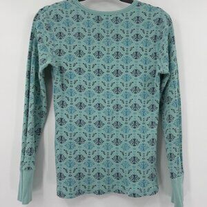 Old Navy Womens Y2K Waffle Thermal Top Size L Mint Long Sleeve Preppy Grunge